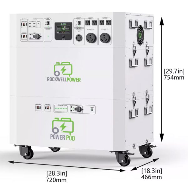 Rockwell Power 14,400/7,200-Watt Solar Powered Powerhouse Platinum Generator with Electric Switch, (4) 410W Panels & 100Ah Battery Expansion Pod