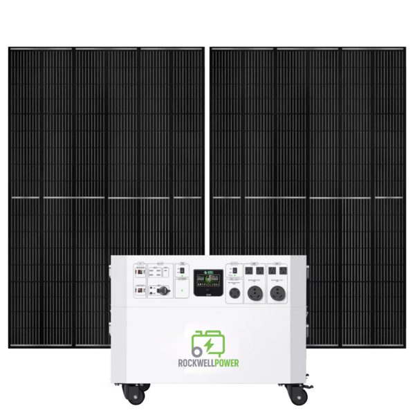 Rockwell Power 14,400/7,200-Watt Solar Powered Powerhouse Gold Generator, Electric Switch, (2) 410W Panels & Wheels Included