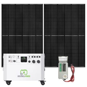 Rockwell Power 14,400/7,200-Watt Solar Powered Powerhouse Gold PE Generator with Electric Switch, (2) 410W Panels & Power Transfer Kit